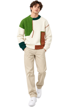 Patchwork Cable Knit Sweater